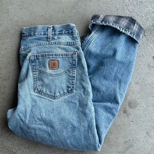 Vintage Carhartt Flannel Lined Jeans Workwear ASAP ROCKY Skater 34x32 B172